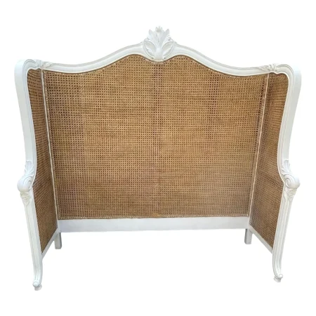 French Regency Queen Cane Headboard – White Mahogany Wraparound