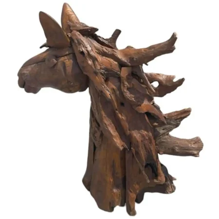 3' Driftwood Horse Head Statue – Handcrafted Yard Decor