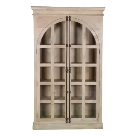 Modern Coastal Arch Glass Bookcase