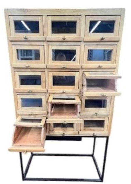 Industrial Teak Sneaker Cabinet