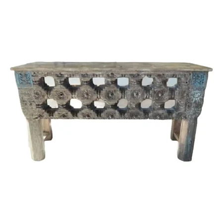 6' Rustic Hand-Carved Console Table