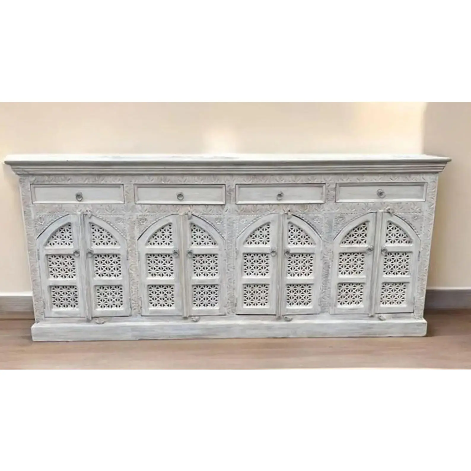 Whitewashed Gothic Credenza - Image 3