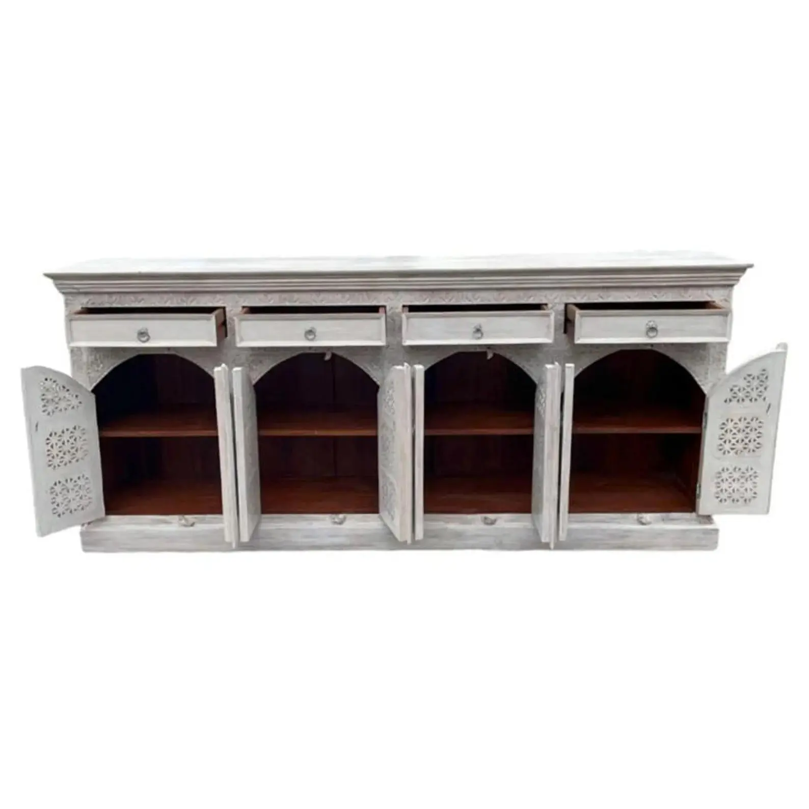 Whitewashed Gothic Credenza - Image 9