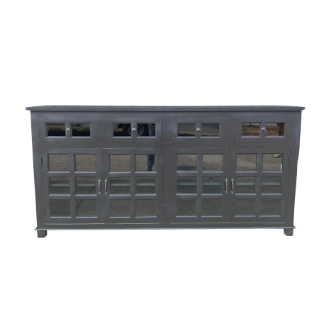 Coastal Black Smoked Glass Door Credenza