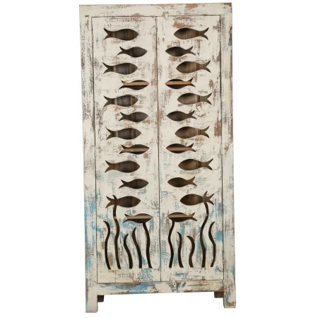 Coastal Beach House Carved Fish Mudroom Cabinet