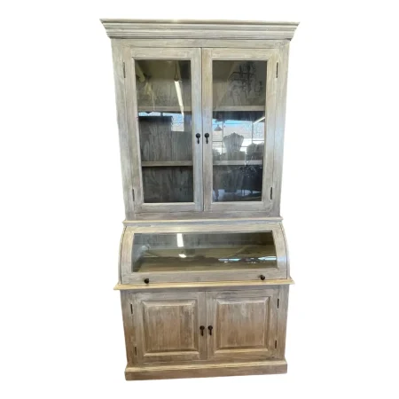 Coastal Cottage Curved Glass Kitchen Cupboard