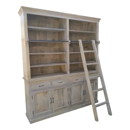 Coastal Driftwood Bookcase With Sliding Ladder