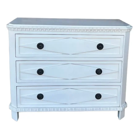 Coastal White Marquise Diamond 3-Drawer Chest