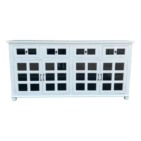 Coastal White Smoked Glass Door Credenza