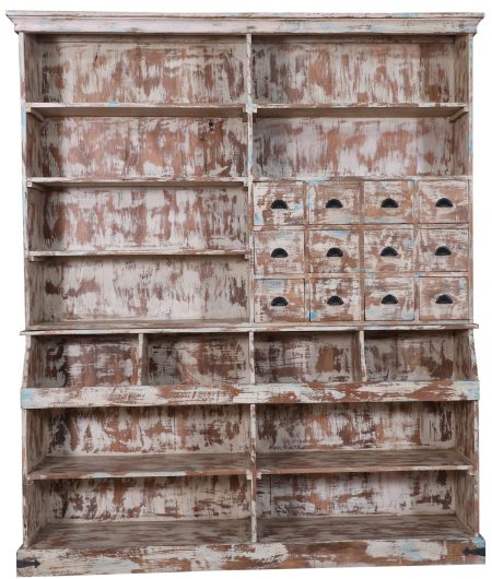 Vintage Store Style Solid Wood Open Shelf Kitchen Hutch