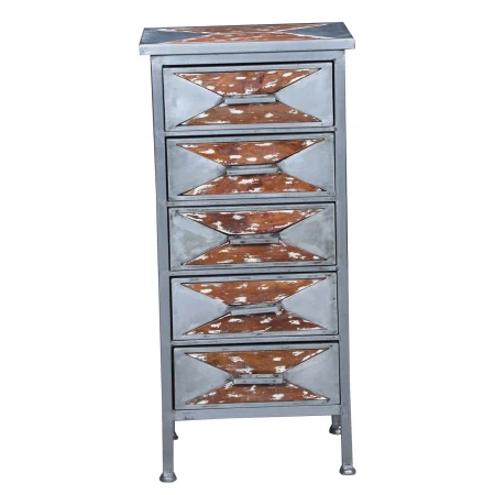 Southwest Industrial Chic Small Narrow Iron Chest of 5 Drawers