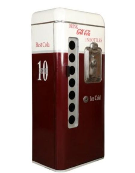 Tall Red & White Metal Novelty Soda Machine Bar Cabinet