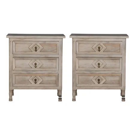 Pair of Coastal 3-Drawer Nightstands