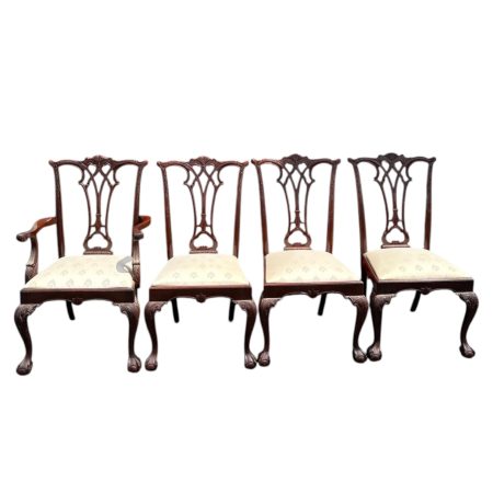 Set of 4 Chippendale Regency Style Clawfoot Dining Chairs