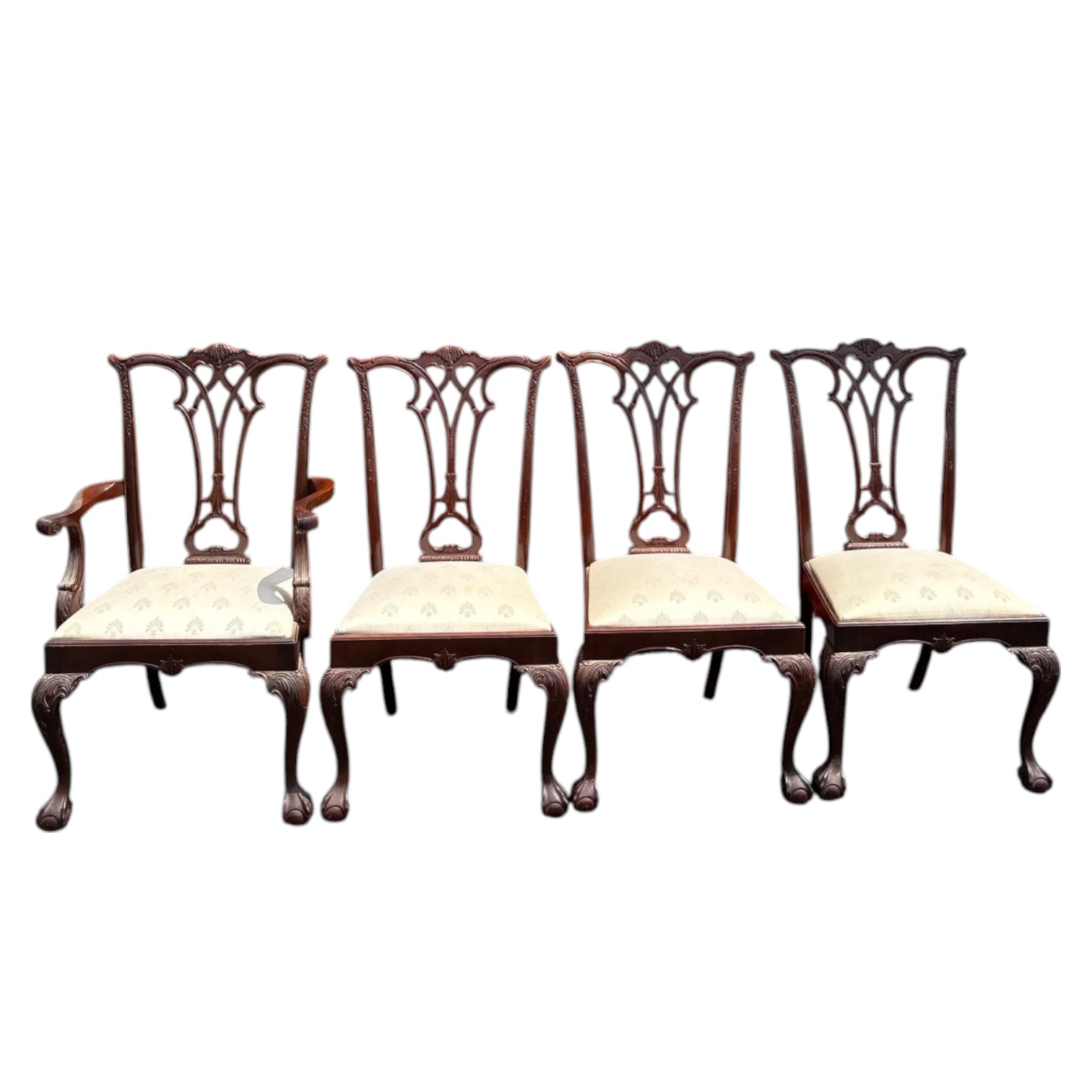 Set of 4 Chippendale Regency Style Clawfoot Dining Chairs