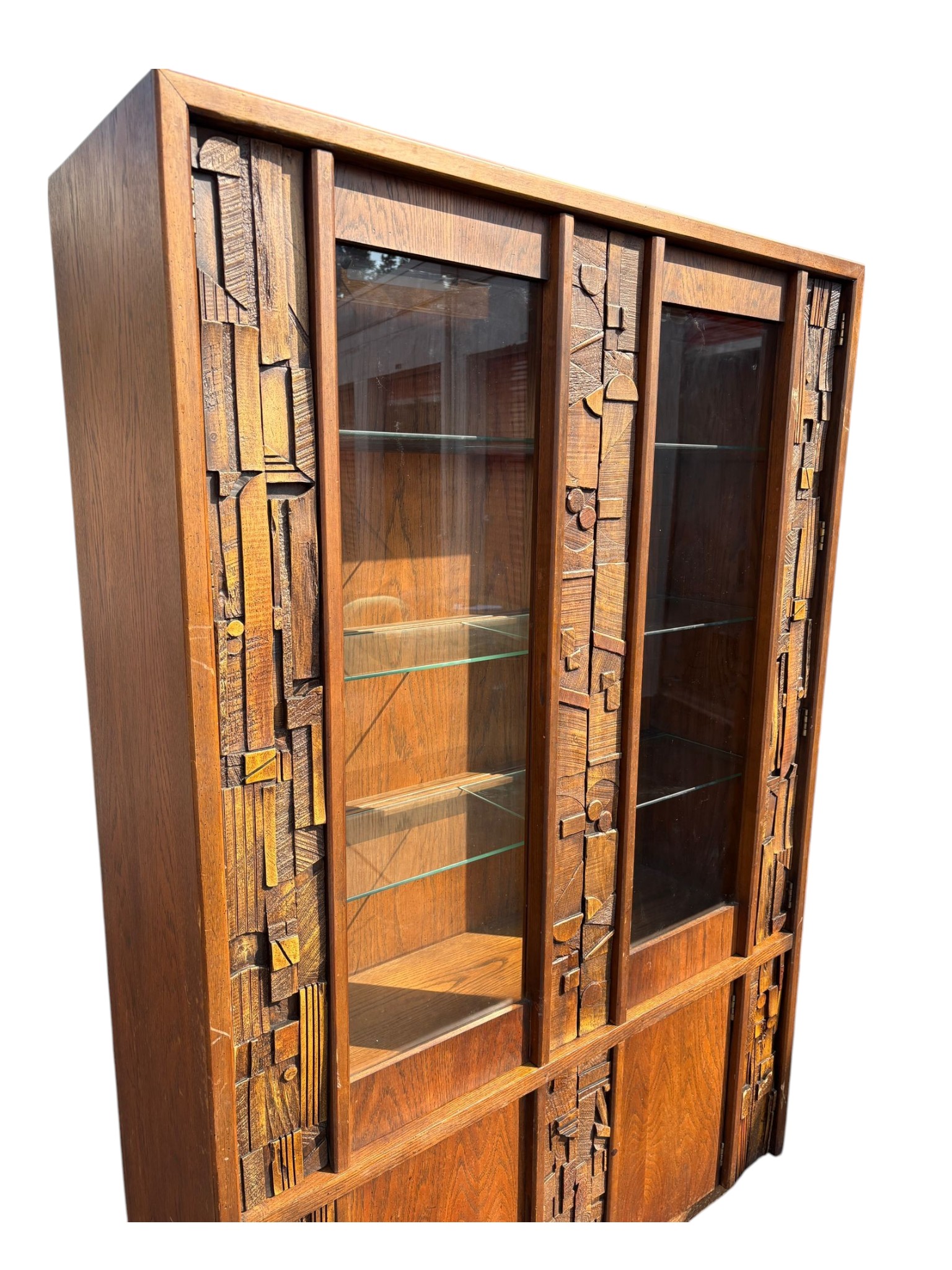 1970s Lane Staccato Mid Century Modern Brutalist Walnut Cabinet - Image 2