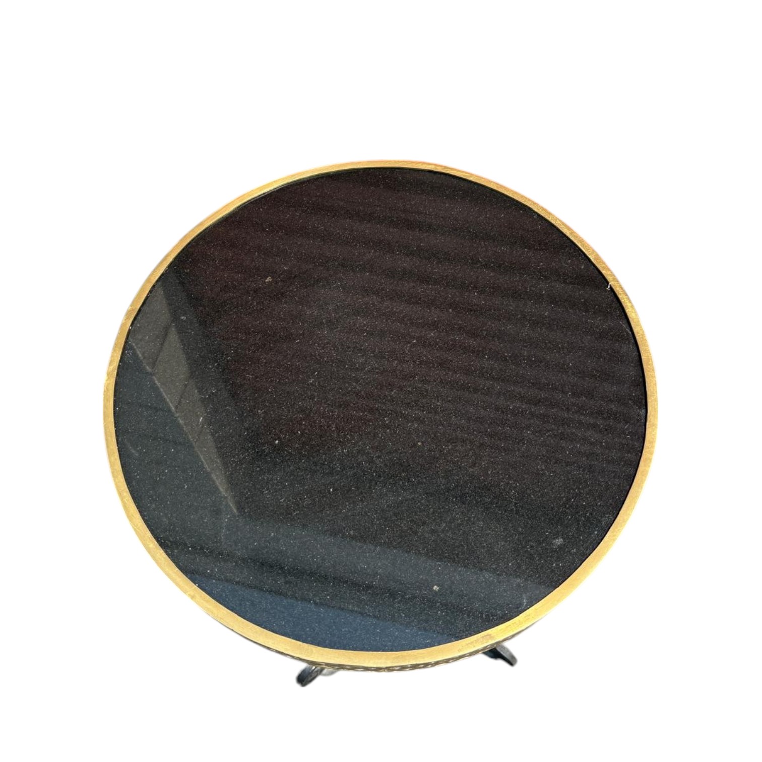 Iron + Brass Gueridon Accent Table with Black Granite Top - Image 4