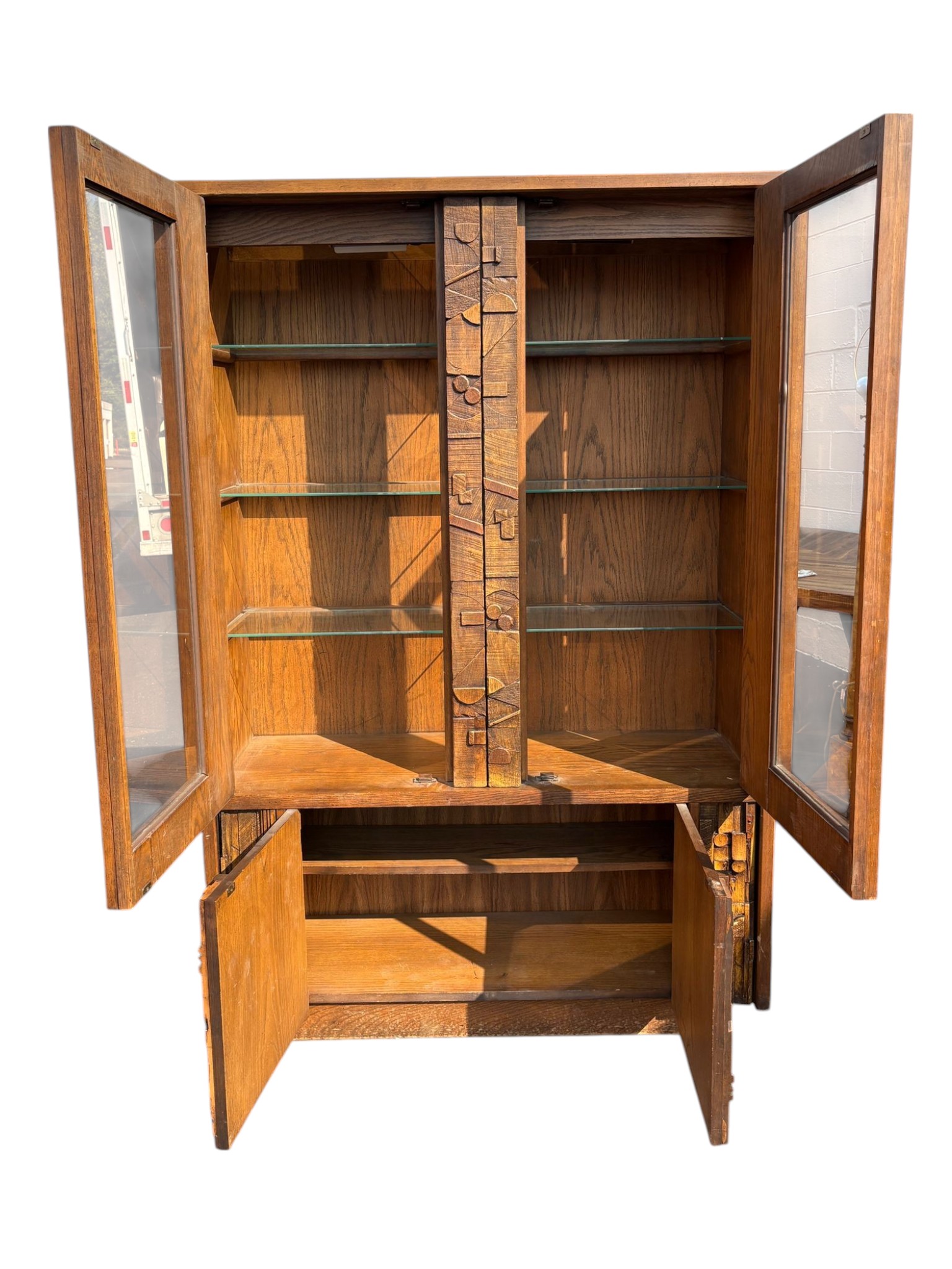 1970s Lane Staccato Mid Century Modern Brutalist Walnut Cabinet - Image 3