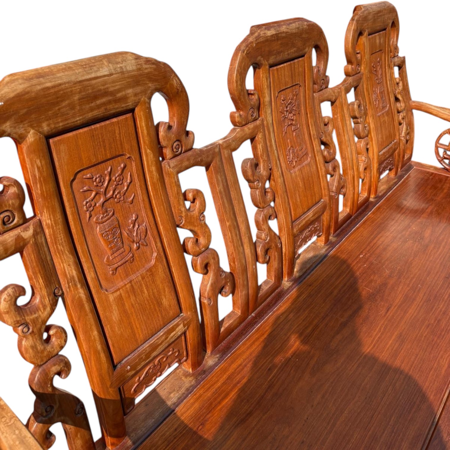 Asian Teak & Rosewood Antique Sofa Bench - Image 3