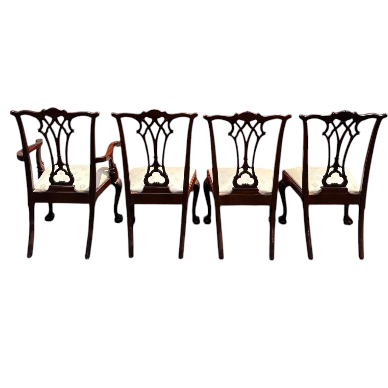 Set of 4 Chippendale Regency Style Clawfoot Dining Chairs - Image 4