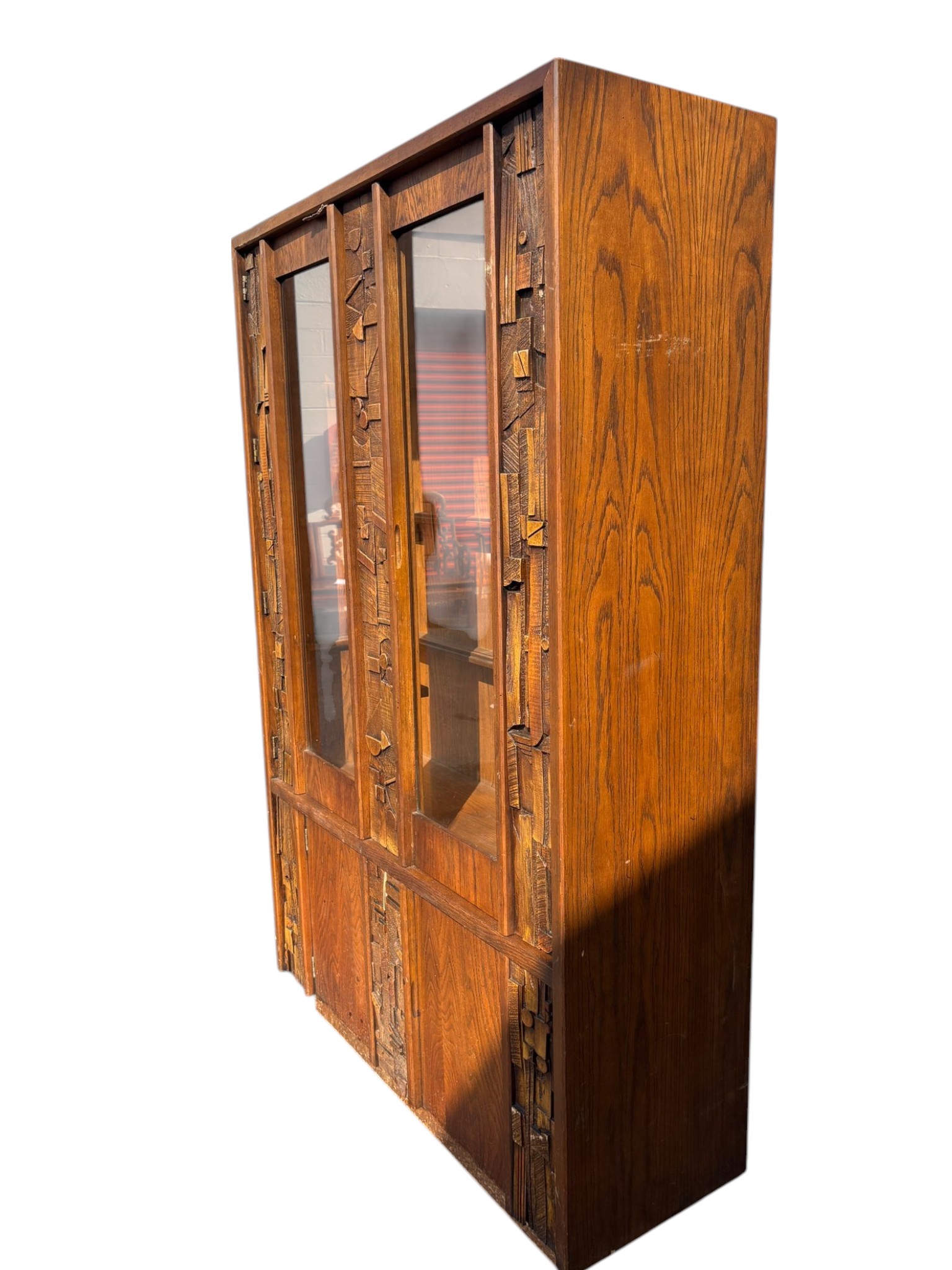 1970s Lane Staccato Mid Century Modern Brutalist Walnut Cabinet - Image 5