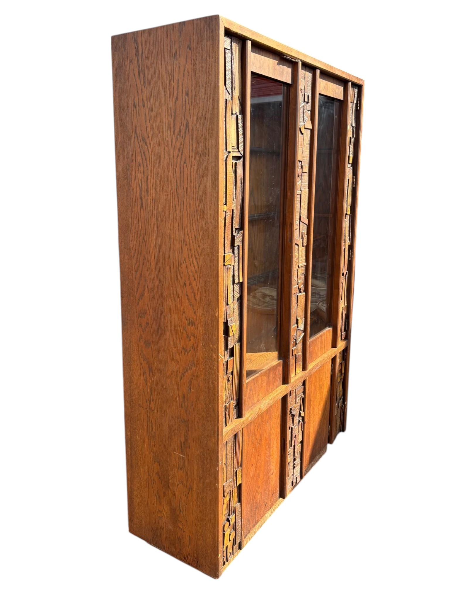 1970s Lane Staccato Mid Century Modern Brutalist Walnut Cabinet - Image 6