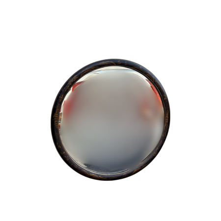 Paint Decorated Asian Style Black Round Mirror