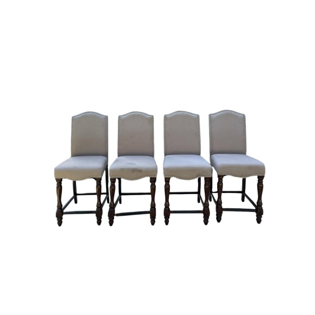 Counter Height Dining Set - Solid Wood Table with 4 Upholstered Chairs