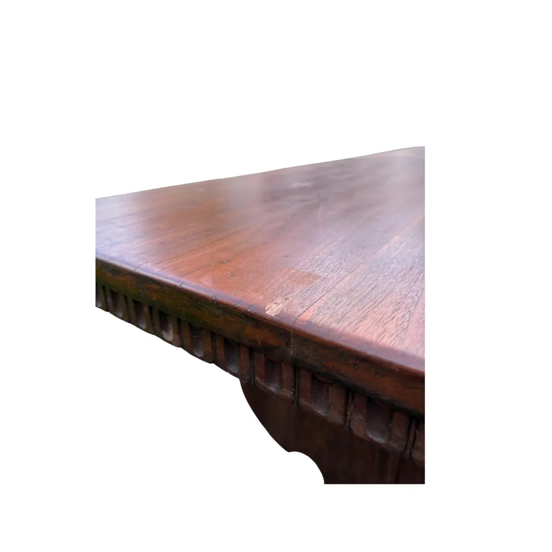 19th Century Antique Solid Wood Trestle Dining Table - Image 9