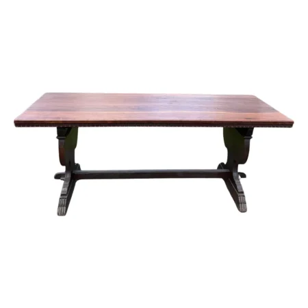 19th Century Antique Solid Wood Trestle Dining Table