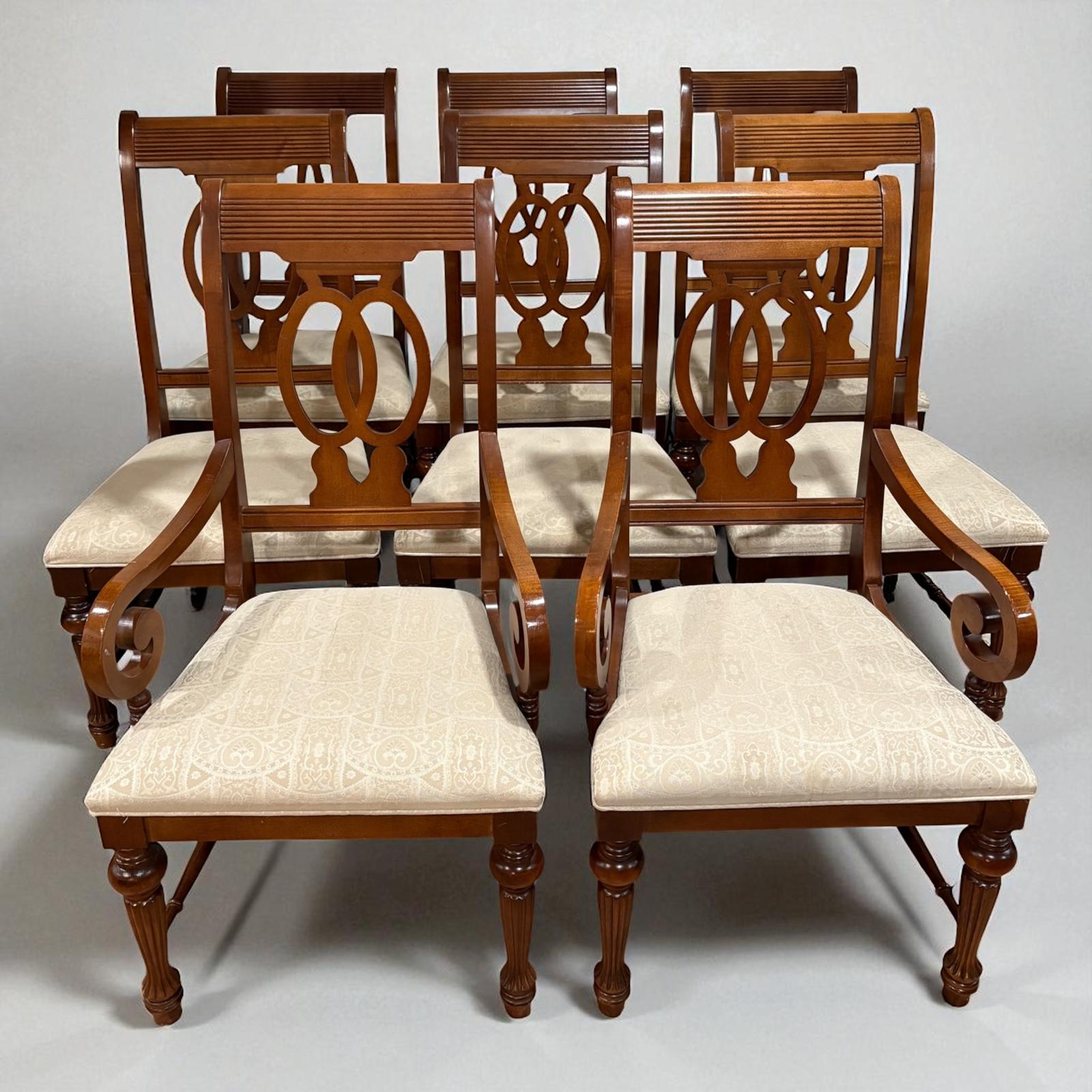 Set of 8 Traditional Dining Chairs with Custom Upholstery - Image 2