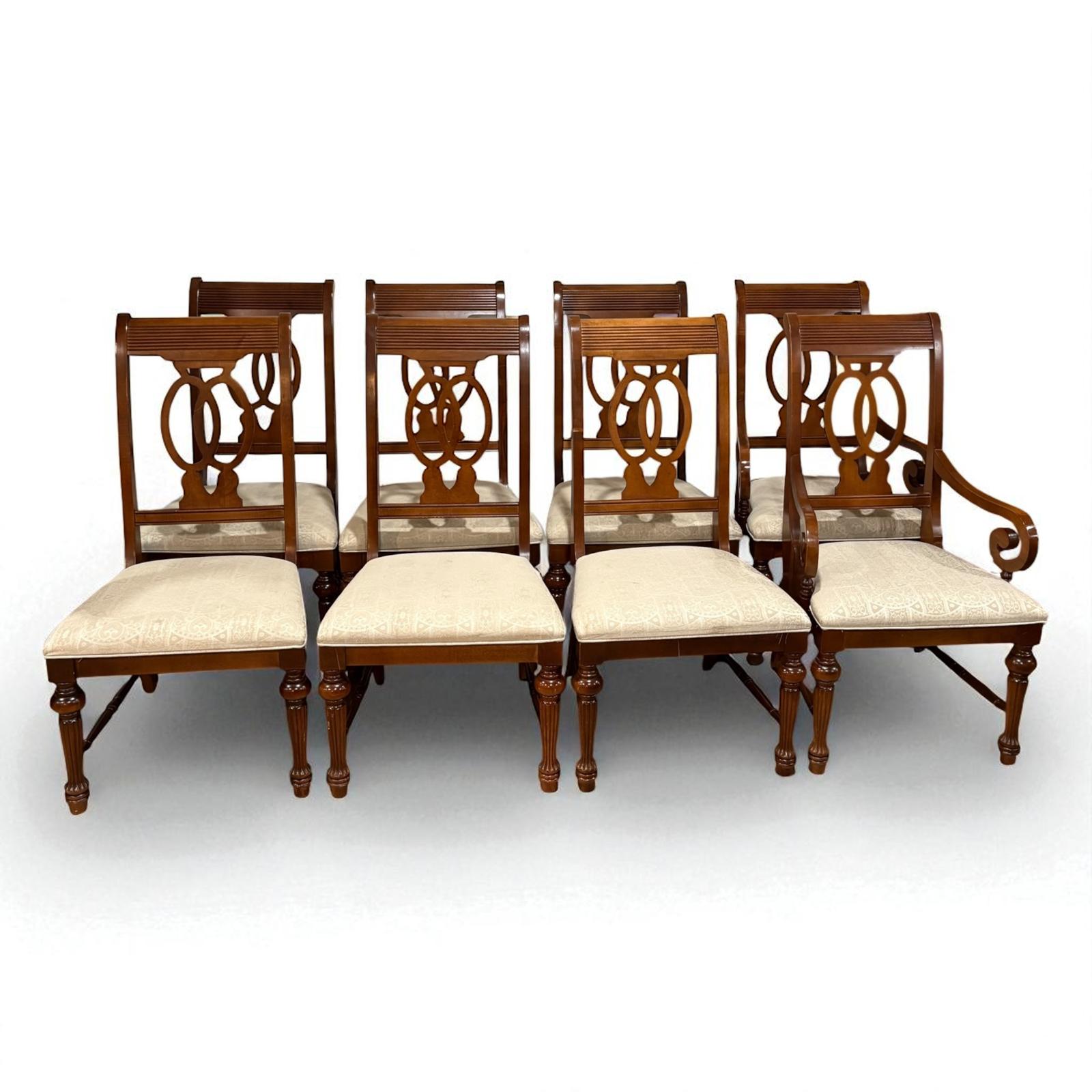 Set of 8 Traditional Dining Chairs with Custom Upholstery