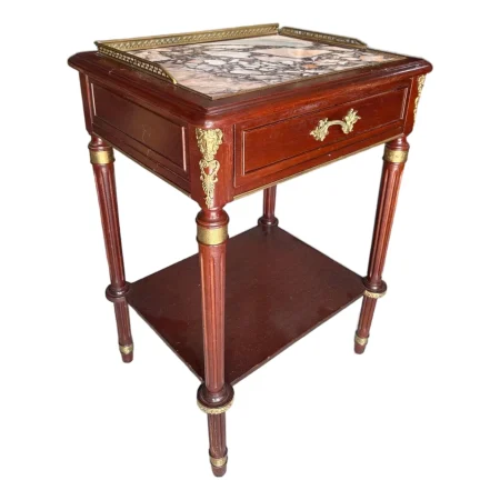 Antique French Mahogany Occasional Table With Marble Top
