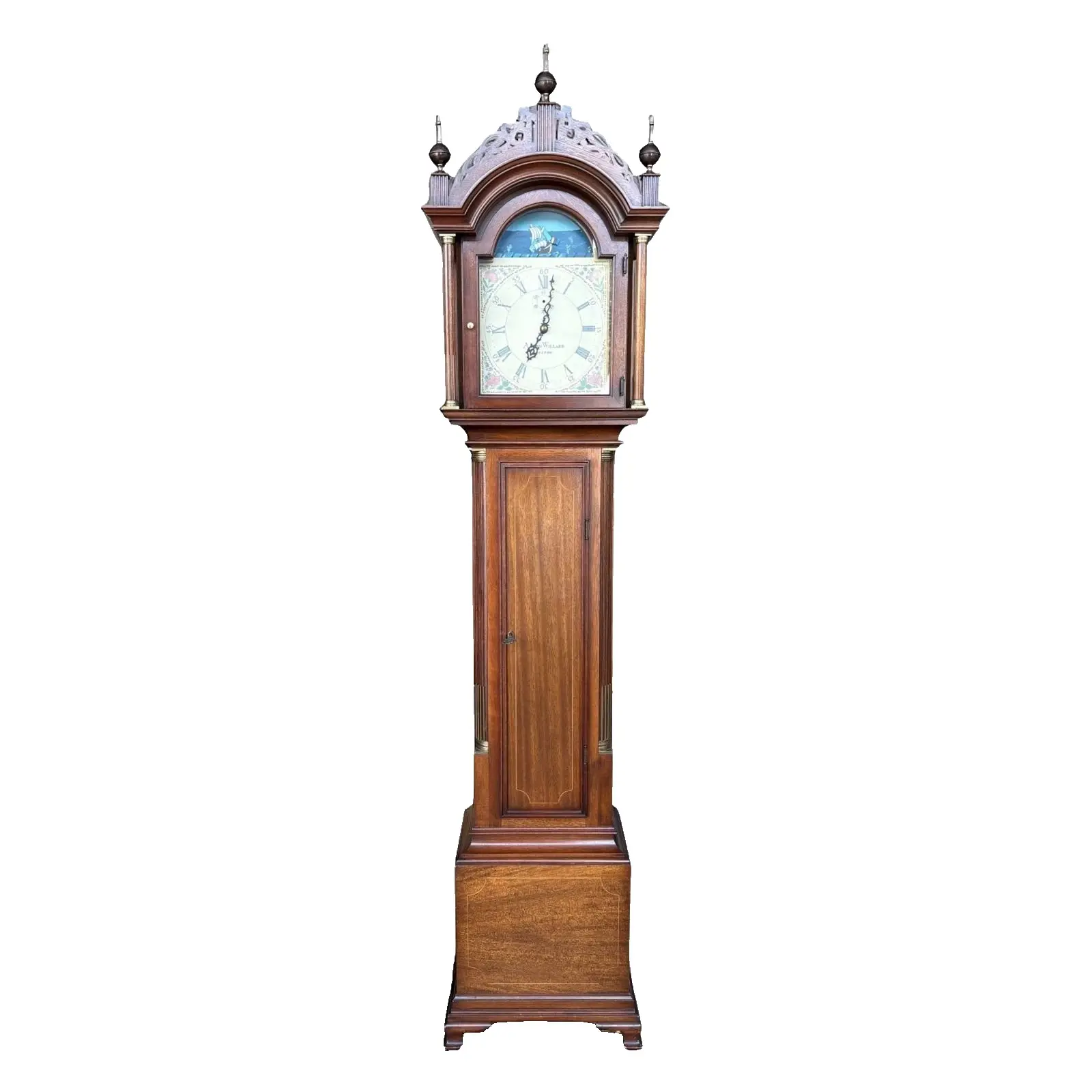 Colonial Aaron Willard Mahogany Grandfather Clock