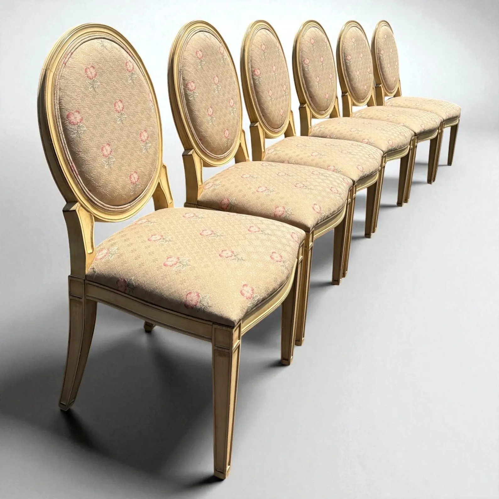 Set of Six Louis XVI Style Oval-Back Dining Chairs - Image 4