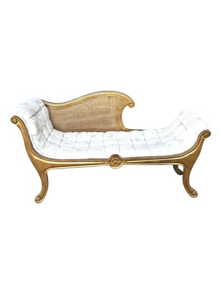 Vintage French Tufted Settee Chaise Bench