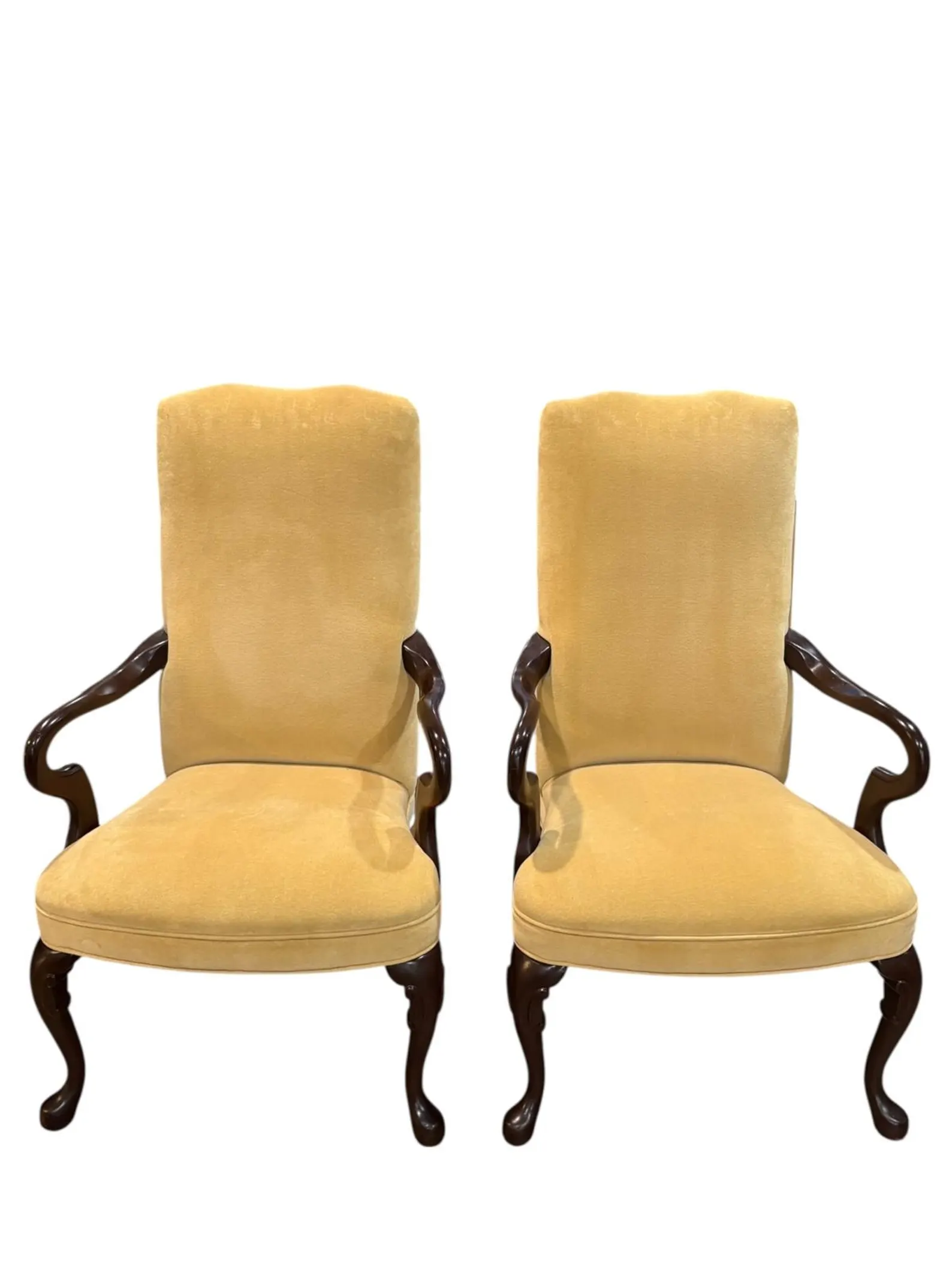 Set of Vintage Queen Anne-Style Armchairs